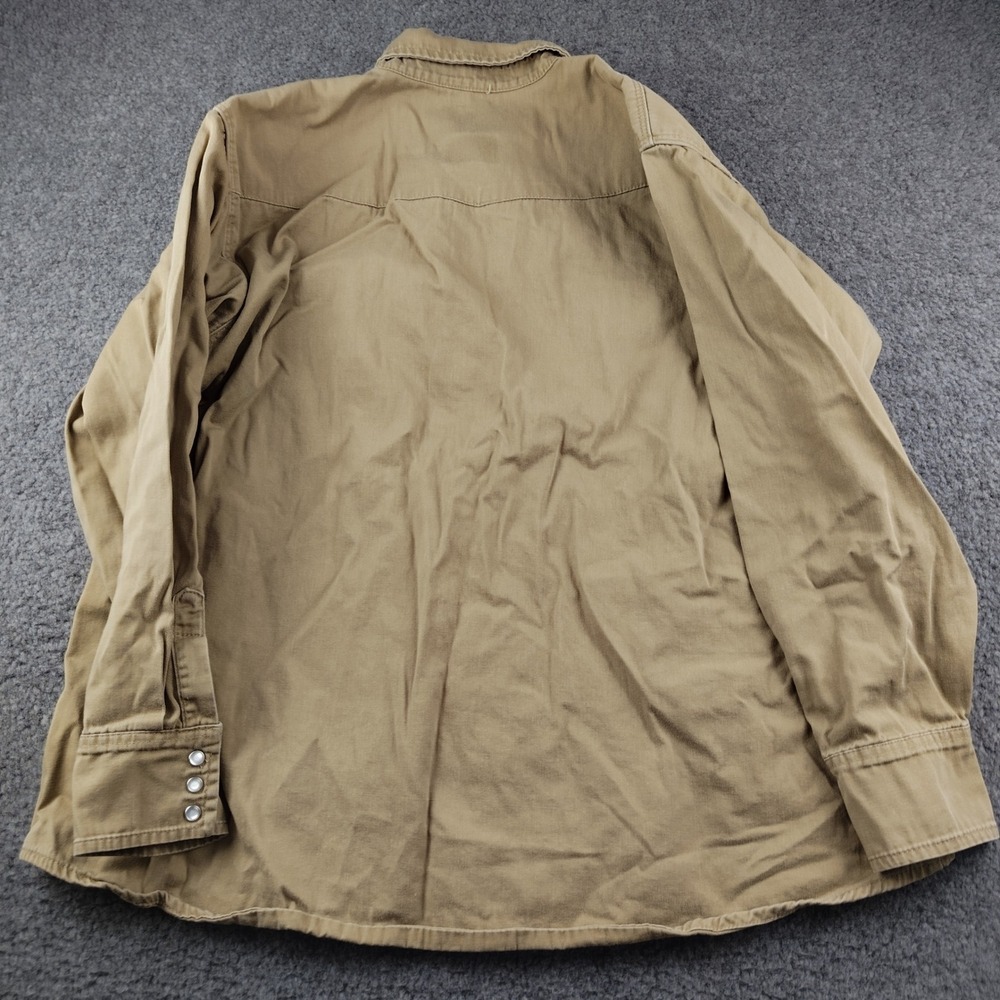 Lapco FR Mens XL Khaki Flame Resistant Western Pearl Snap Work Shirt CAT2 - Picture 6 of 6
